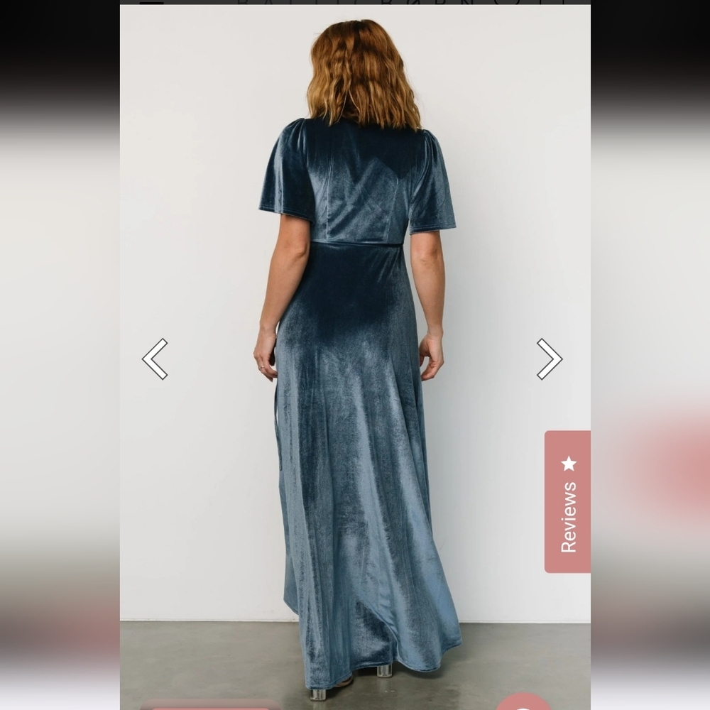BALTIC BORN KATELYN VELVET MAXI WRAP DRESS BLUE SHIRT SLEEVE KIMONO Wedding Y2k - Picture 3 of 14